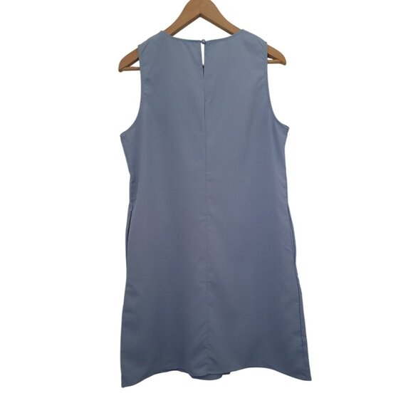 Zanzea Women's Light Blue Sleeveless Shift Knee Length Dress With Side Pockets L - Picture 3 of 10